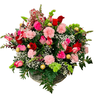 Rosy Mixed Garden Basket