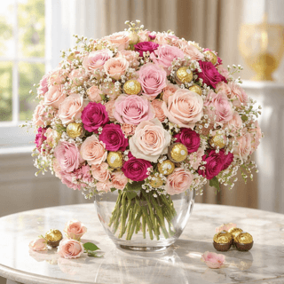Luxe Rose & Chocolate Vase
